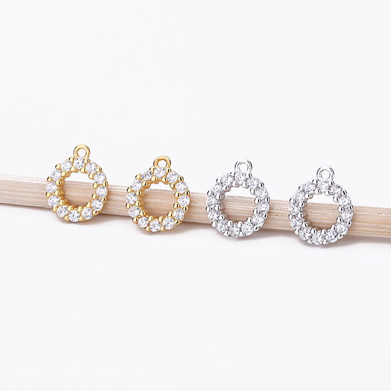 Runder CZ DIY Ohrring Anhänger aus 925 Sterlingsilber Charme - SterlingSilberSchmuck