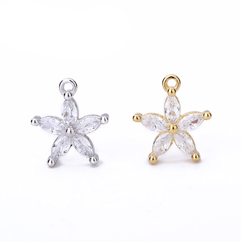 Sweet CZ Star Flower 925 Sterling Silver DIY Charm - SterlingSilberSchmuck