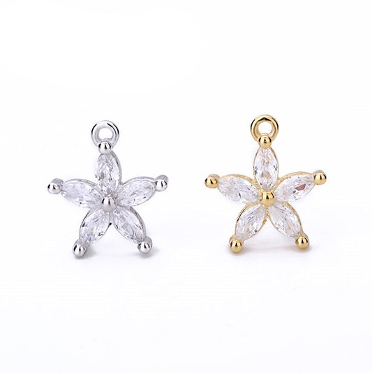 Sweet CZ Star Flower 925 Sterling Silver DIY Charm - SterlingSilberSchmuck