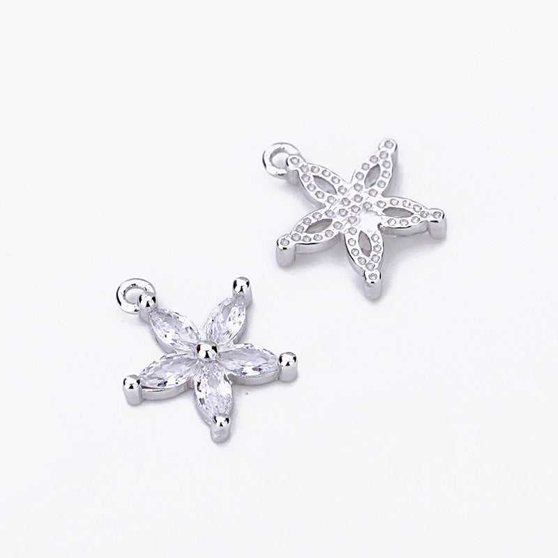 Sweet CZ Star Flower 925 Sterling Silver DIY Charm - SterlingSilberSchmuck