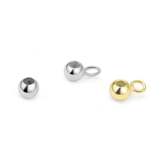 Simple Round Beads with Loop 925 Sterling Silver DIY Bead Aligner - SterlingSilberSchmuck