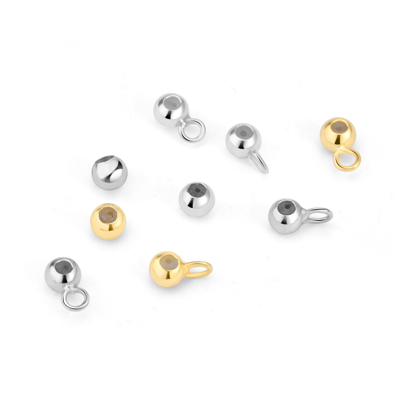 Simple Round Beads with Loop 925 Sterling Silver DIY Bead Aligner - SterlingSilberSchmuck