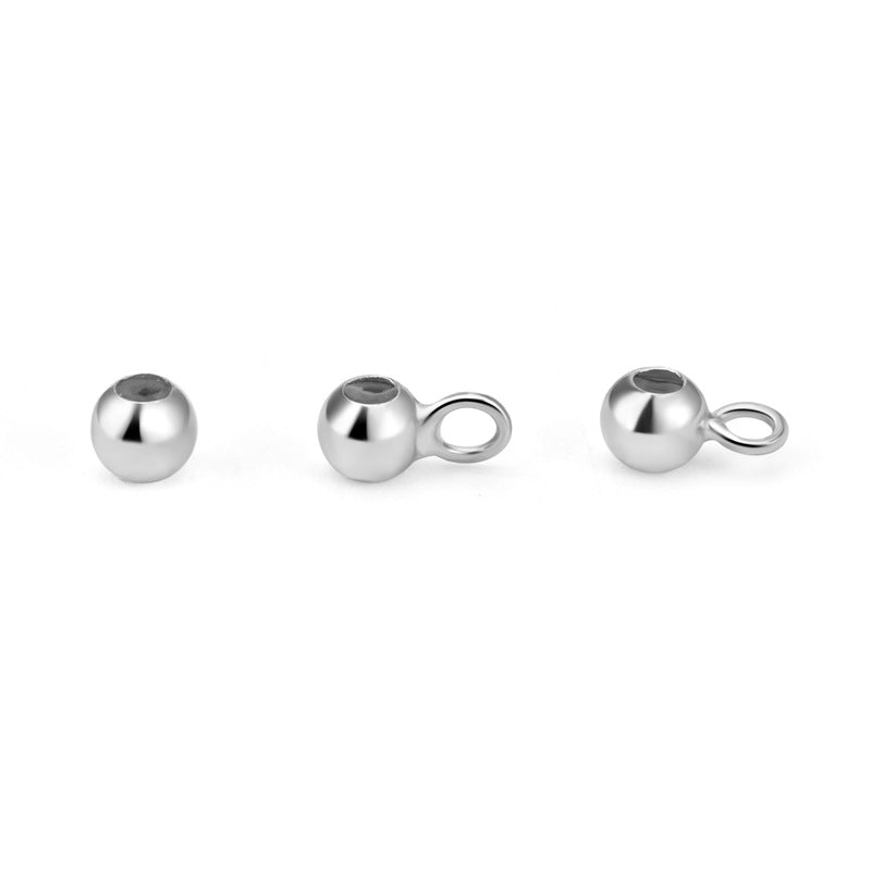 Simple Round Beads with Loop 925 Sterling Silver DIY Bead Aligner - SterlingSilberSchmuck