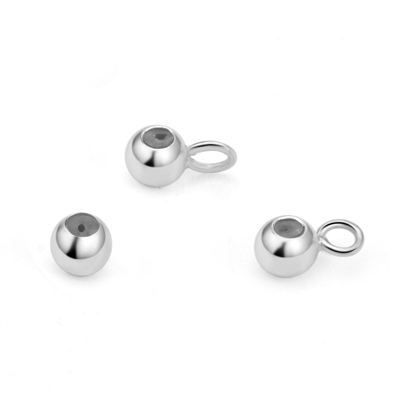 Simple Round Beads with Loop 925 Sterling Silver DIY Bead Aligner - SterlingSilberSchmuck
