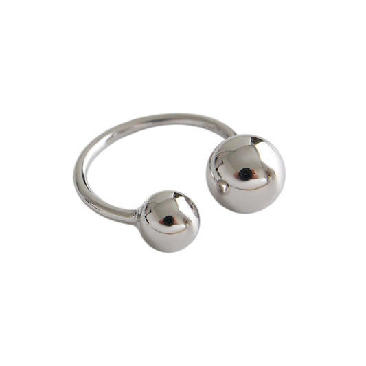 Simple Mother Child Balls 925 Sterling Silver Adjustable Ring - SterlingSilberSchmuck