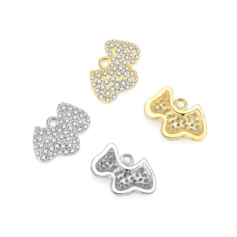 Cute CZ Moon Flower Key Cloud Star Circle 925 Sterling Silver DIY Charm - SterlingSilberSchmuck