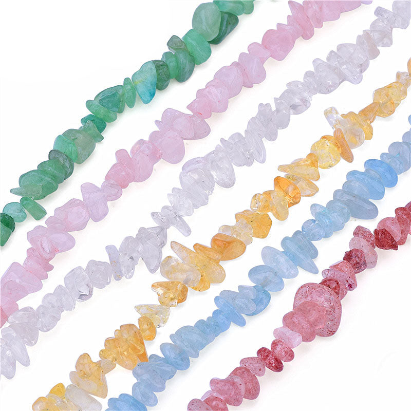 Irregular DIY Natural Crystal Aquamarine Strawberry Quartz Aventurine for Earrings Bracelet - SterlingSilberSchmuck
