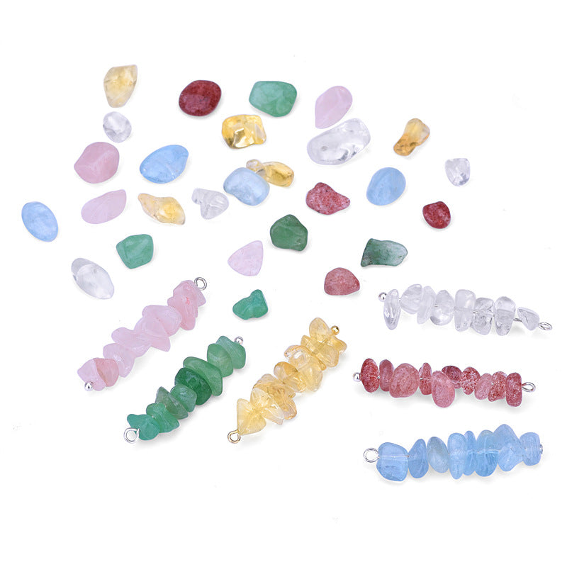 Irregular DIY Natural Crystal Aquamarine Strawberry Quartz Aventurine for Earrings Bracelet - SterlingSilberSchmuck
