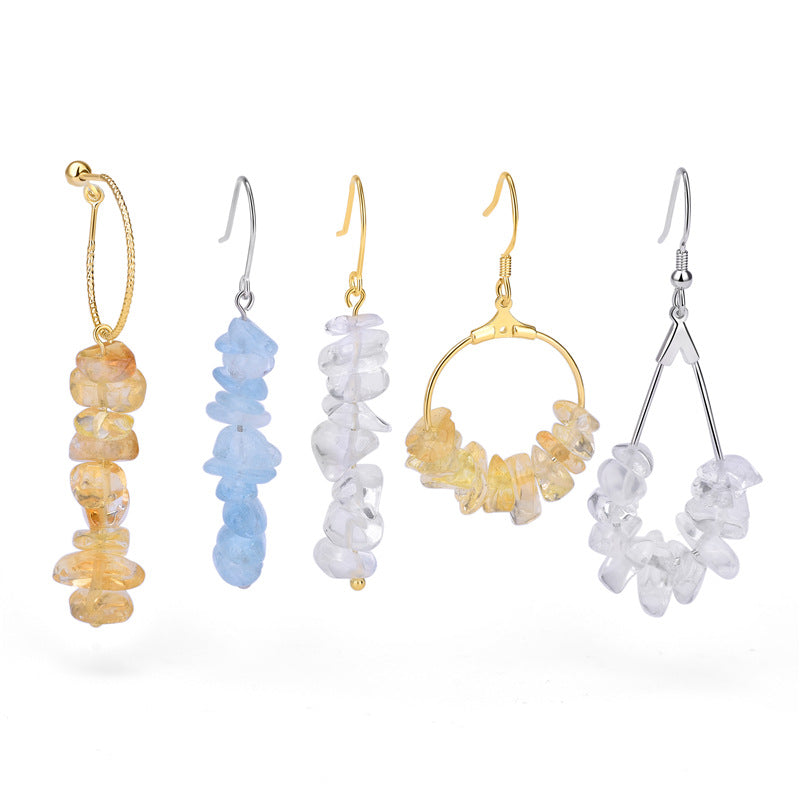 Irregular DIY Natural Crystal Aquamarine Strawberry Quartz Aventurine for Earrings Bracelet - SterlingSilberSchmuck