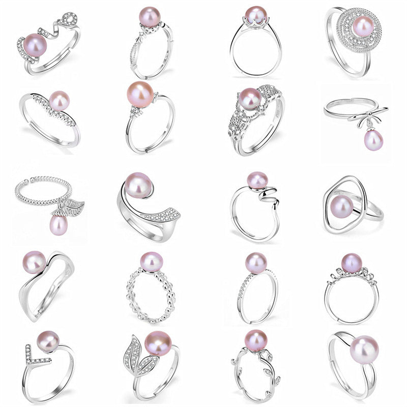Fashion CZ Geometry Round Crown Leaf 925 Silver Oval Gemstone Adjustable DIY Ring Setting - SterlingSilberSchmuck