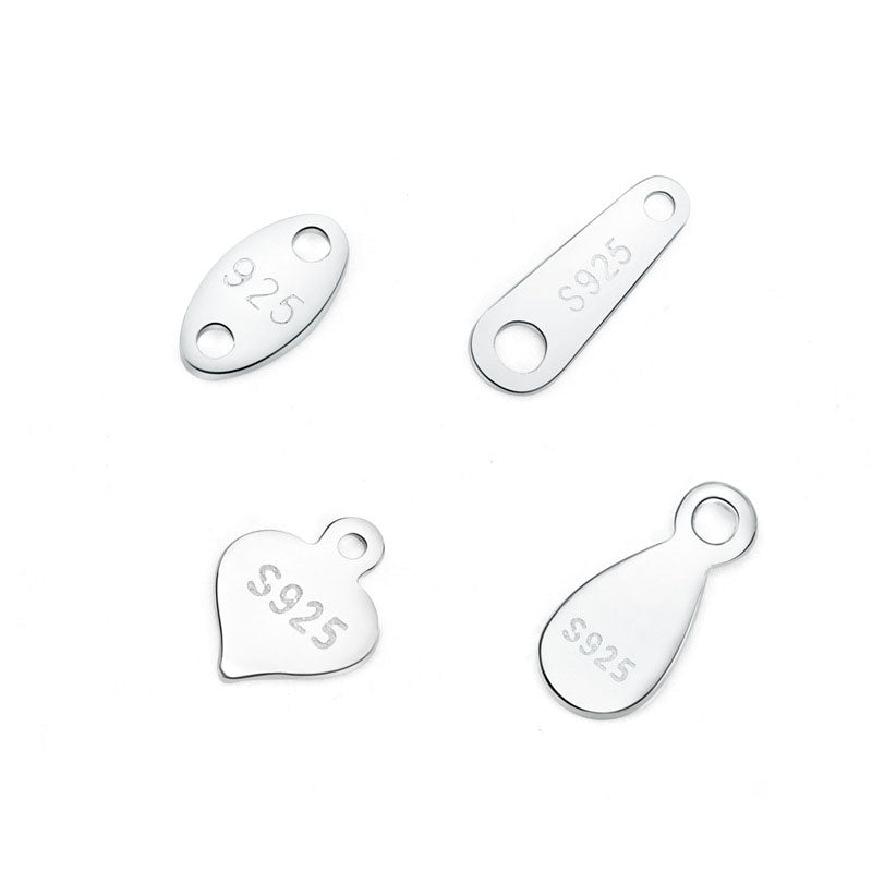 Simple Oval Heart Waterdrop 925 Sterling Silver DIY Charm - SterlingSilberSchmuck