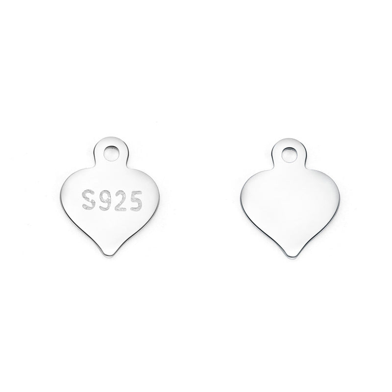 Simple Oval Heart Waterdrop 925 Sterling Silver DIY Charm - SterlingSilberSchmuck