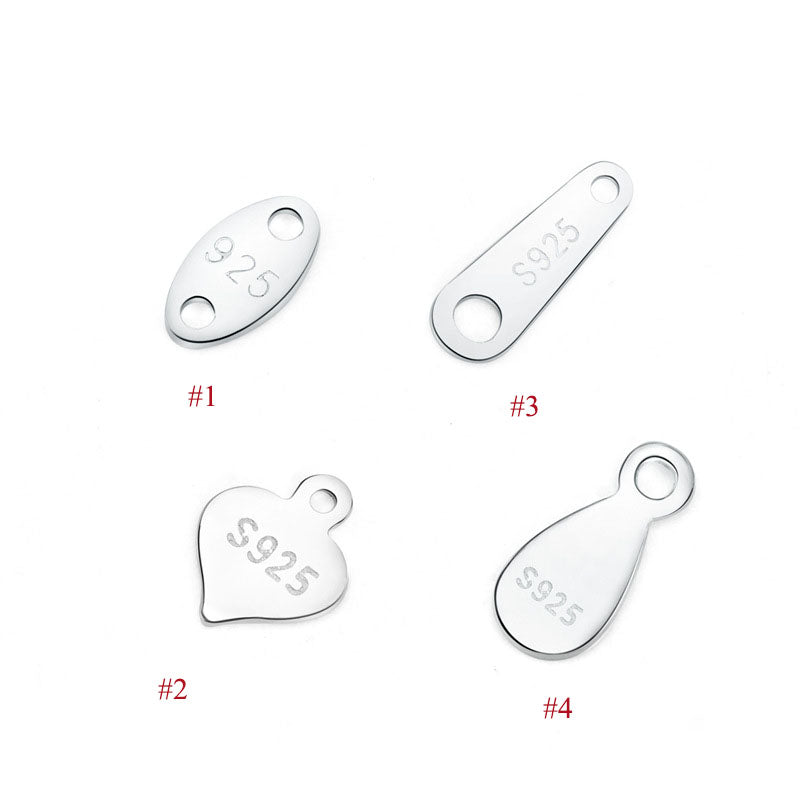 Simple Oval Heart Waterdrop 925 Sterling Silver DIY Charm - SterlingSilberSchmuck
