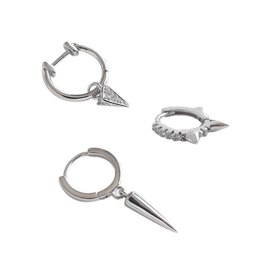 Geometry Rivet Fashion 925 Sterling Silver Hoop Earrings - SterlingSilberSchmuck