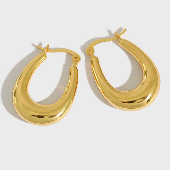 Classic Fashion Letter U Shape 925 Sterling Silver Hoop Earrings - SterlingSilberSchmuck
