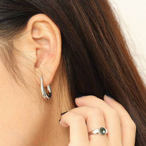 Classic Fashion Letter U Shape 925 Sterling Silver Hoop Earrings - SterlingSilberSchmuck