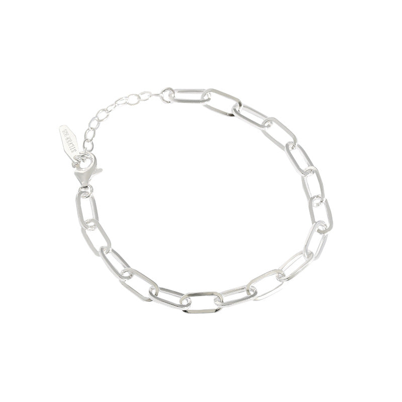Hollow chain armband made of 925 sterling silver, featuring a modern minimalist design.