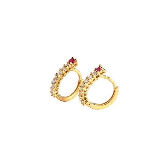 Edelstahl-Ohrringe von silverbene mit pinken CZ-Linien im Kreismotiv, Silber 925, kreisförmige Hängeohrringe