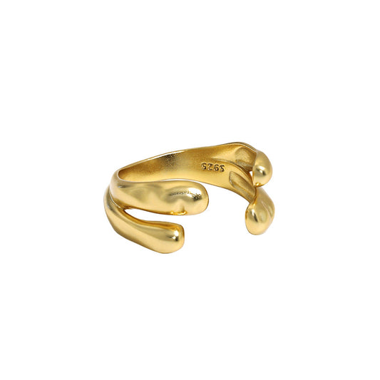 Doppelschicht Wasserfall Ring 925 Sterlingsilber Verstellbar