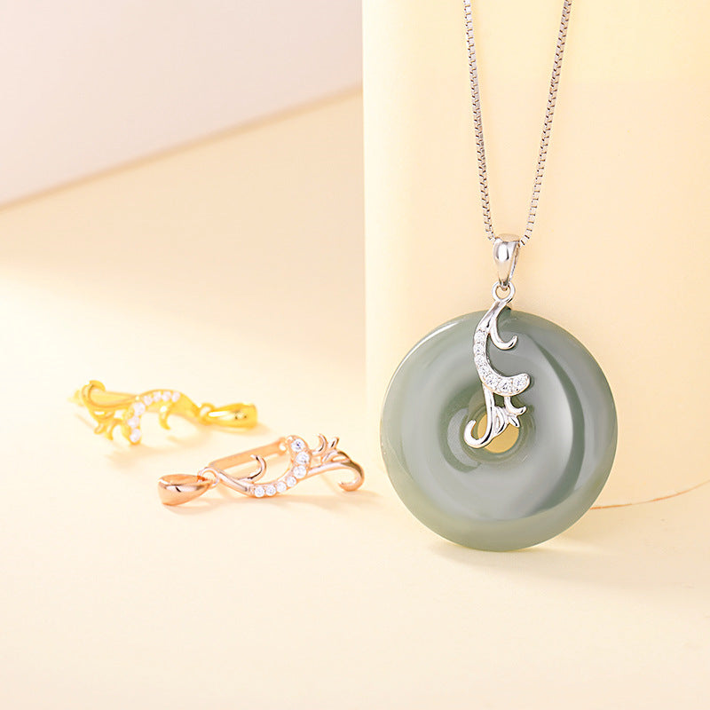 Fashion Chinese Fu Hollow 925 Sterling Silver DIY Bail - SterlingSilberSchmuck