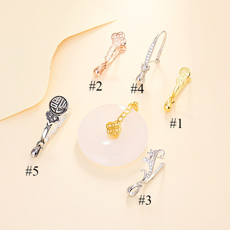 Fashion Chinese Fu Hollow 925 Sterling Silver DIY Bail - SterlingSilberSchmuck
