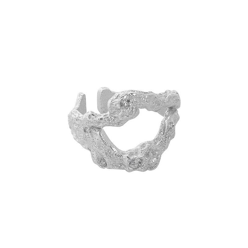 Verstellbarer moderner Silberring mit unregelmäßigem Kreisdesign aus 925 Sterling Silber von silverbene