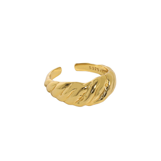 Breiter Twist Ring 925 Sterling Silber verstellbar Büro elegant