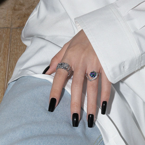 Fashion Office Irregular Face Wide 925 Sterling Silver Adjustable Ring - SterlingSilberSchmuck