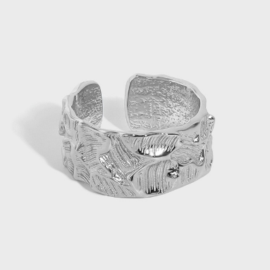 Fashion Office Irregular Face Wide 925 Sterling Silver Adjustable Ring - SterlingSilberSchmuck