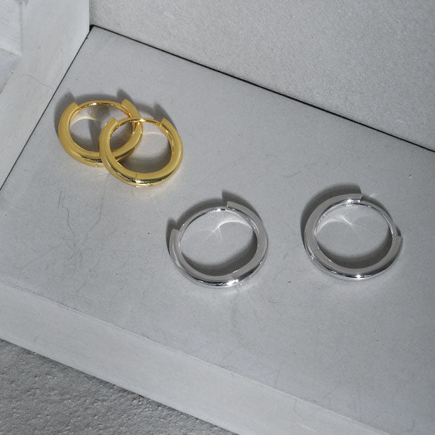 Simple Mini Circle Casual 925 Sterling Silver Huggie Hoop Earrings - SterlingSilberSchmuck
