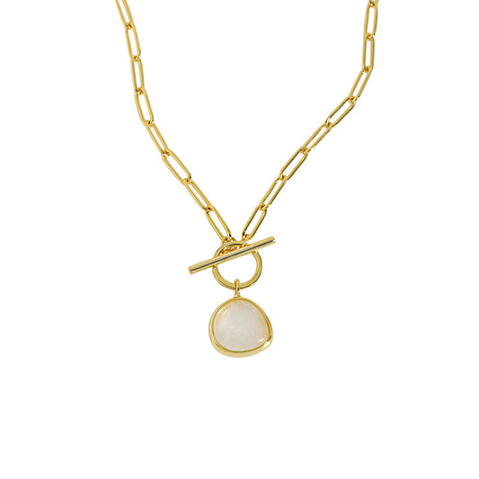 Graduation Round Natural Crystal OT Hollow Chain 925 Sterling Silver Necklace - SterlingSilberSchmuck