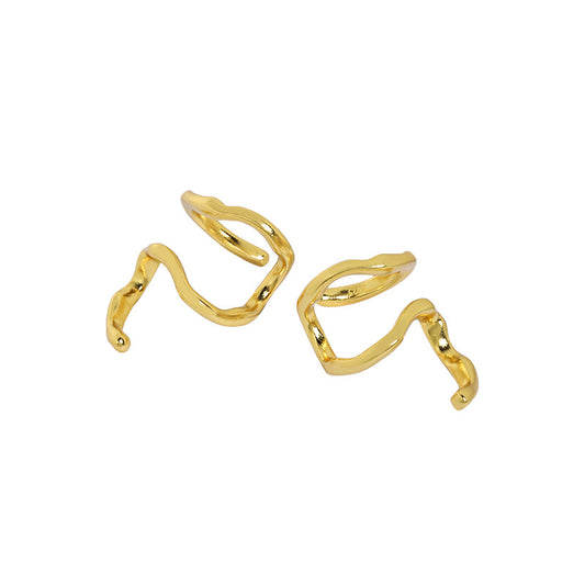 Fashion Irregular Snake Shape 925 Sterling Silver Non-Pierced Earrings - SterlingSilberSchmuck
