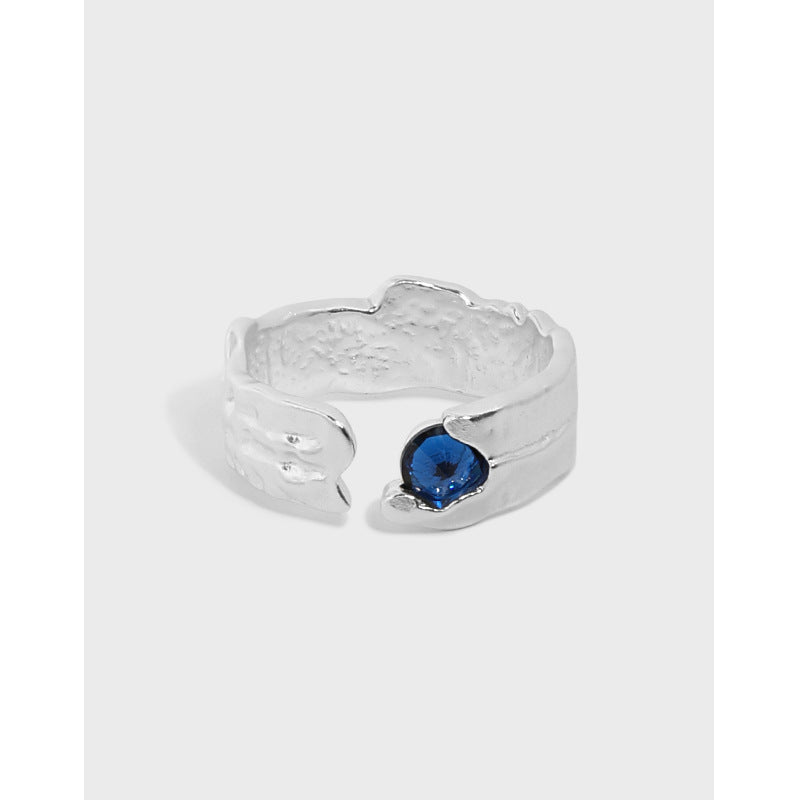 Friend's Irregular Round CZ  925 Sterling Silver Adjustable Ring - SterlingSilberSchmuck