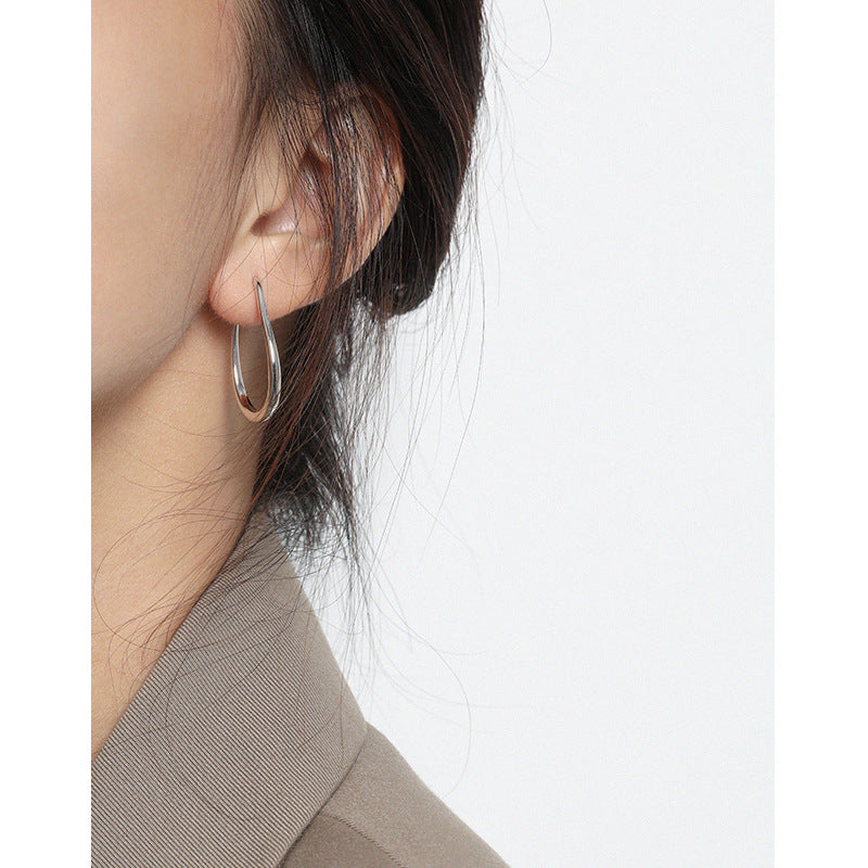 U Form Hoop Ohrringe 925 Sterling Silber minimalistisch modern