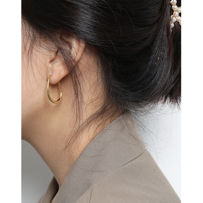 U Form Hoop Ohrringe 925 Sterling Silber minimalistisch modern