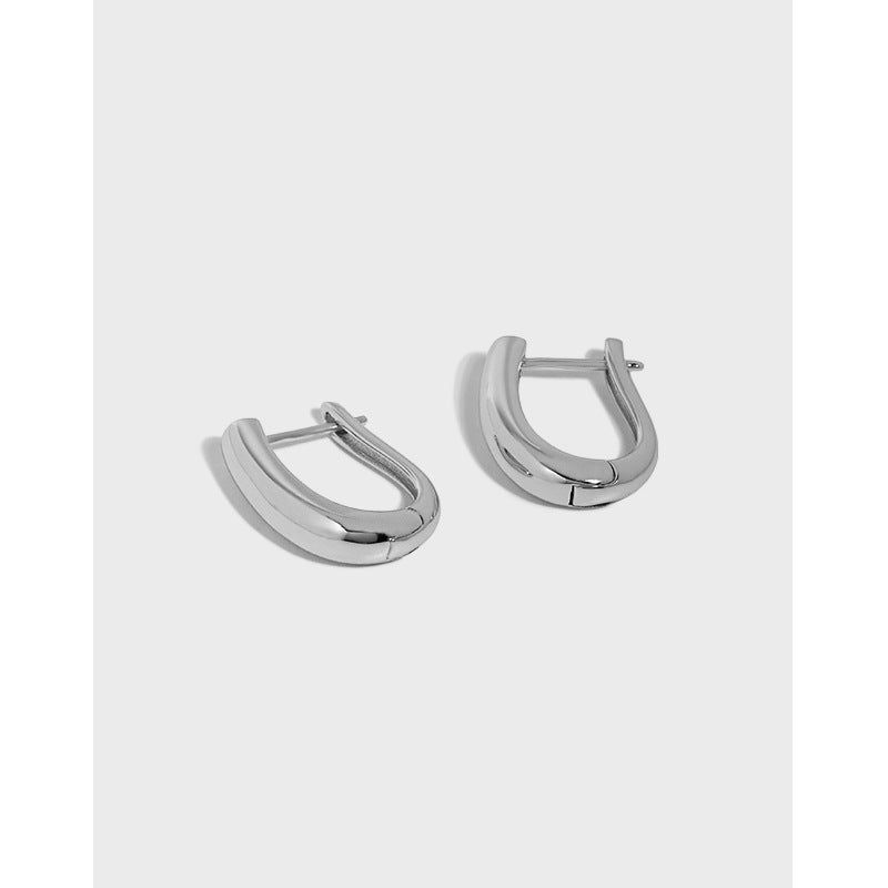 Moderne U-Form Hängeohrringe aus 925 Sterlingsilber von silverbene, geometrisches Design, elegante Ohrschmuck.