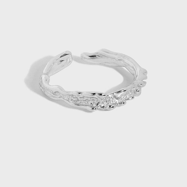 Modern Classic Irregular 925 Sterling Silver Adjustable Ring - SterlingSilberSchmuck