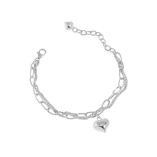 Doppelschicht Hollow Herz Armband aus 925er Silber – Feminin Elegant