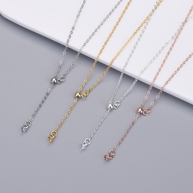 Simple Y Shape 925 Sterling Silver 410mm Adjustable Rolo Chain with Bail - SterlingSilberSchmuck