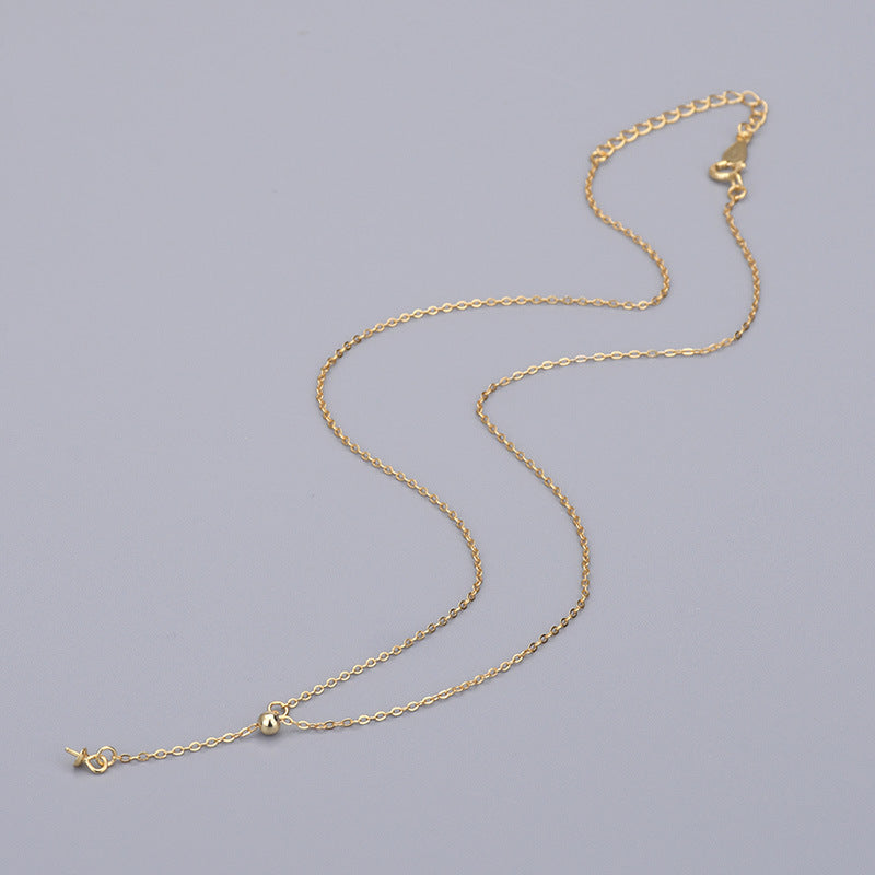 Simple Y Shape 925 Sterling Silver 410mm Adjustable Rolo Chain with Bail - SterlingSilberSchmuck