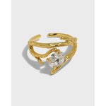 Lade das Bild in den Galerie-Viewer, Modern Oval CZ Branch 925 Sterling Silver Adjustable Ring
