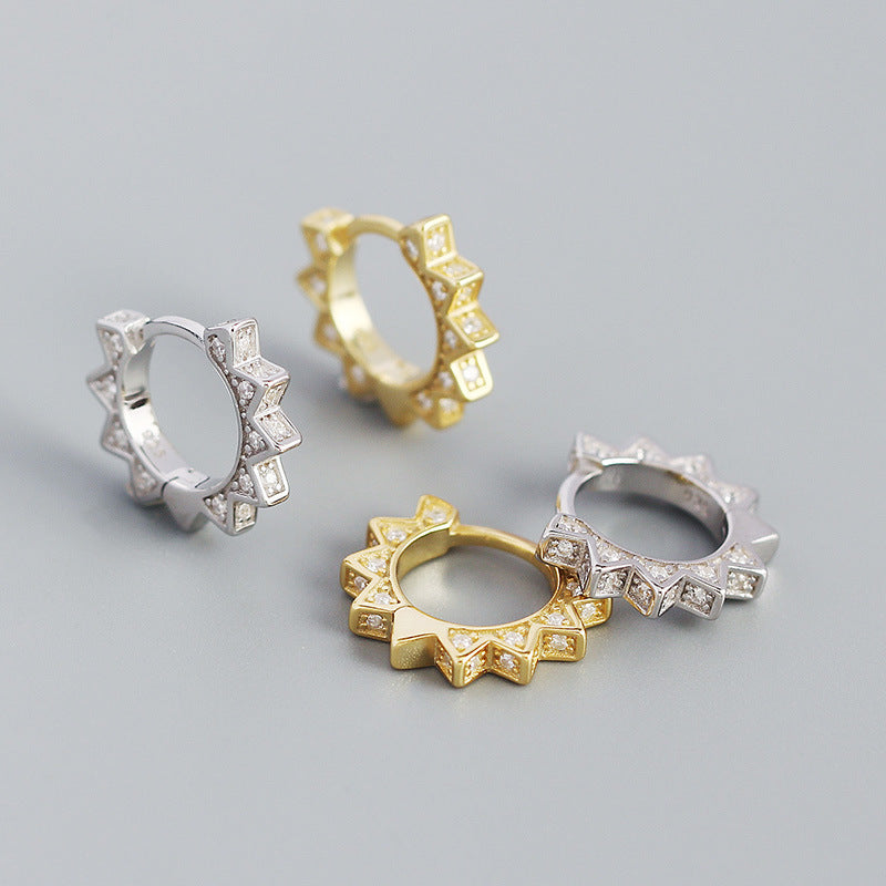 Punk-Design Ohrringe aus 925er Sterlingsilber, geometrisches Dreieck-Design, Kreisform, von silverbene, modischer Schmuck