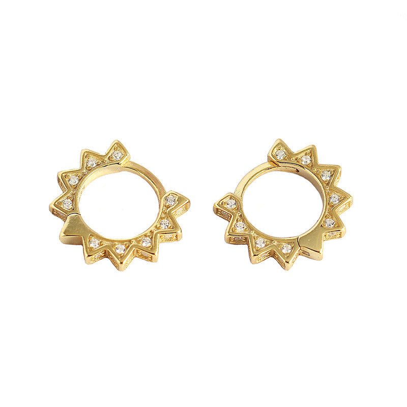Silverbene Punk CZ Gear Geometrische Dreieck-Ohrringe aus 925er Sterling Silber, auffällige Hoop-Ohrringe mit geometrischem Design