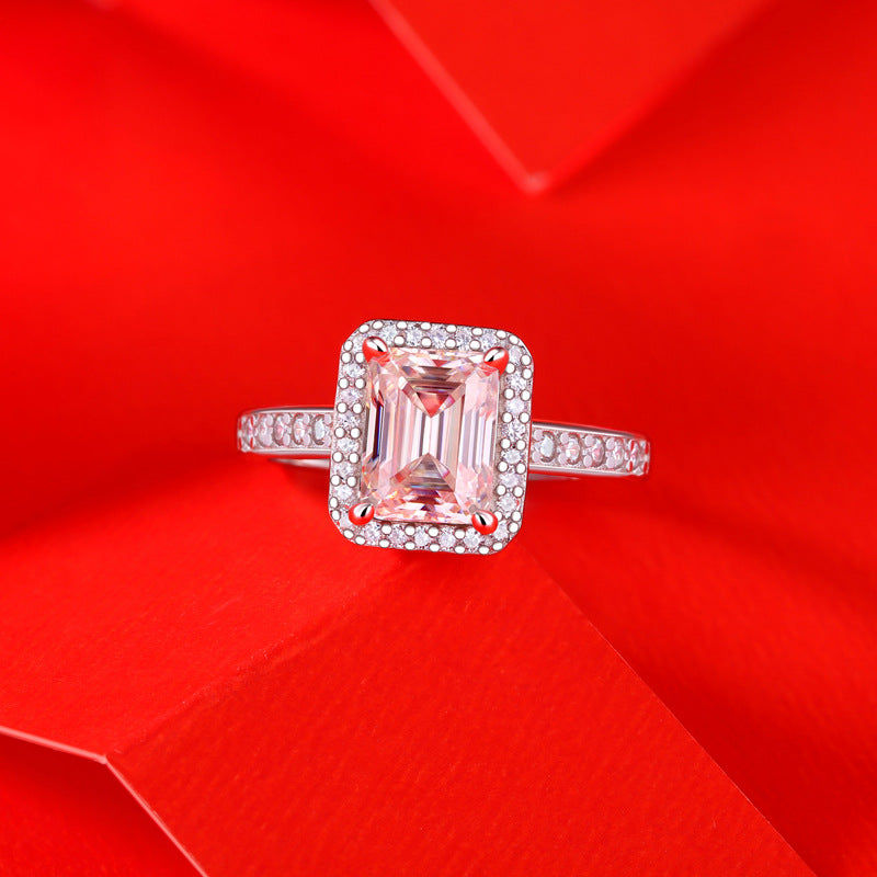 Fashion Baguette Moissanite CZ 925 Sterling Silver Adjustable Ring - SterlingSilberSchmuck