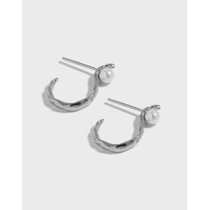 Elegante runde Perlen Hoop-Ohrringe aus 925 Sterling Silber von silverbene, feminin und stilvoll.