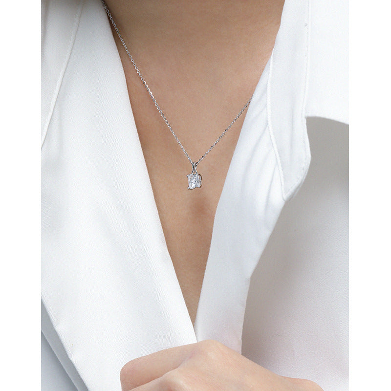 Simple Radiant CZ New 925 Sterling Silver Necklace - SterlingSilberSchmuck