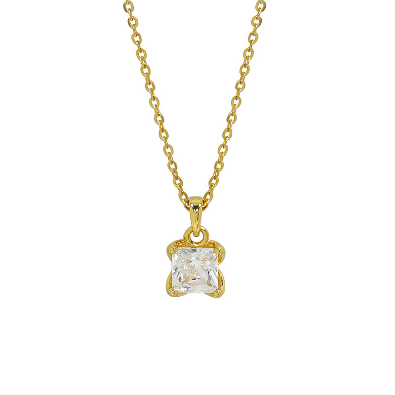 Simple Radiant CZ New 925 Sterling Silver Necklace - SterlingSilberSchmuck