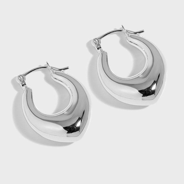 Office Letter U Shape 925 Sterling Silver Hoop Earrings - SterlingSilberSchmuck