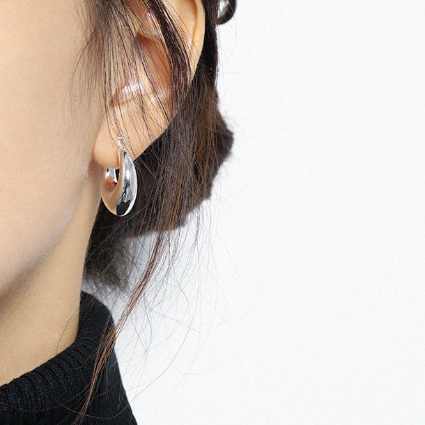 Office Letter U Shape 925 Sterling Silver Hoop Earrings - SterlingSilberSchmuck