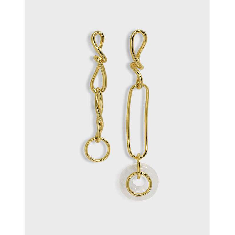 Asymmetrische Kristall-Ohrringe aus 925 Sterling Silber, moderne Design, von silverbene, detaillierte Kristall- und Silbertextur